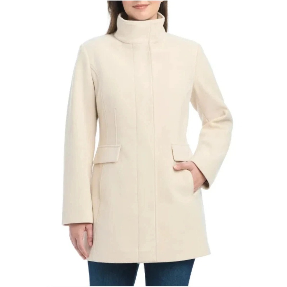 Vince Camuto Women's Full Zip Jacket Coat, Cream, Size: XL